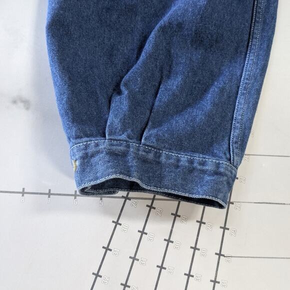 Vintage Gramicci Pleated Baggy Jeans Women's 14 Blue Button Ankle 80s Barrel - Picture 8 of 8